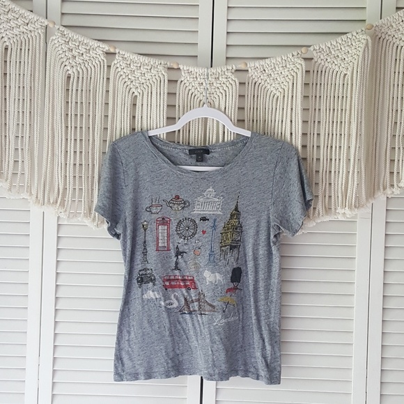 *3/20 J.CREW Gray London City Crewneck Graphic Tee - Picture 3 of 7